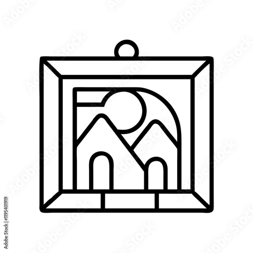 fresco painting icon, fresco painting line art - simple line art of fresco painting, perfect for fresco painting logos and icons and themed design 