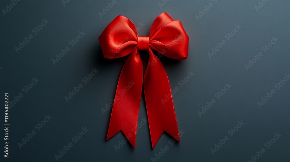 A red ribbon symbolizing unity in the center on a solid grey background. A red ribbon symbolizing unity in the center on a solid grey background.