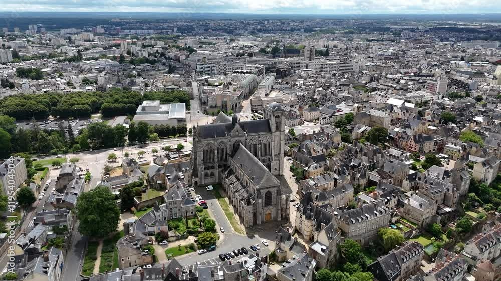 Aerial view of Le Mans, a city in Northwestern France