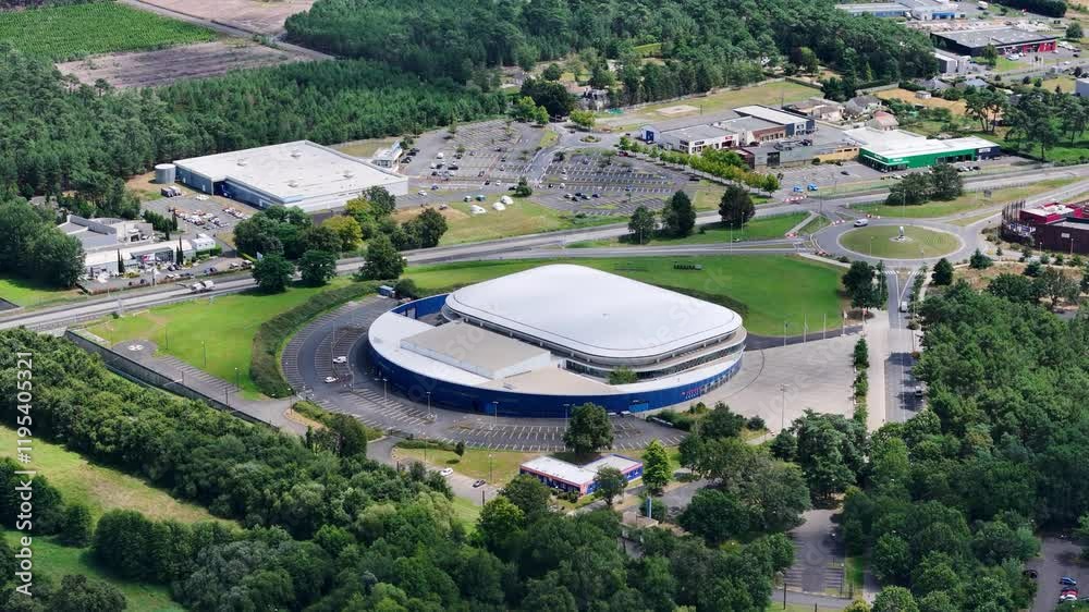 Aerial view of Antares indoor arena in Le Mans, France