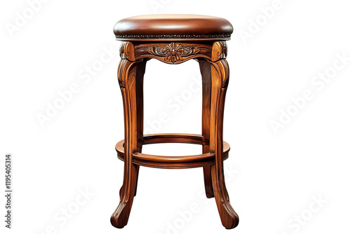 Elegant Wooden Bar Stool with Brown Leather Cushion for Home Decor