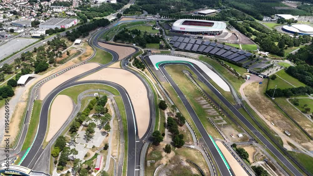 Aerial shot of Circuit de la Sarthe in Le Mans, France