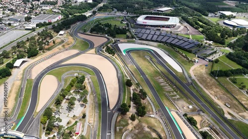 Aerial shot of Circuit de la Sarthe in Le Mans, France