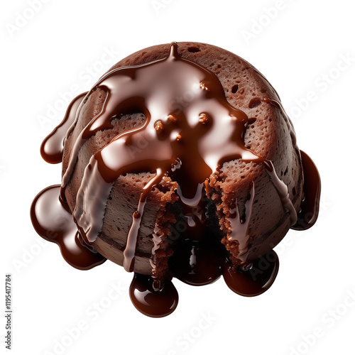 Dark Chocolate Lava Cake isolated on transparent background photo