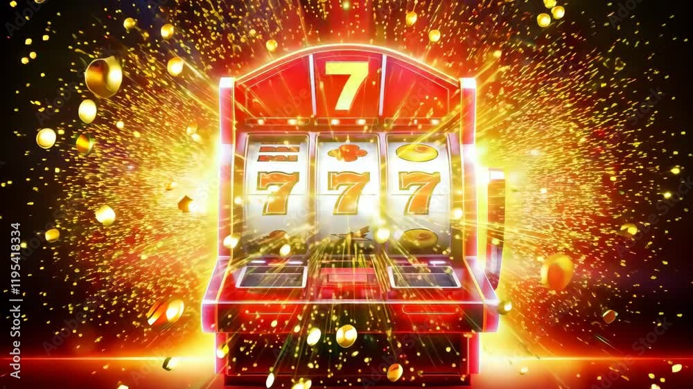 Slot machine wins the jackpot 777 in casino