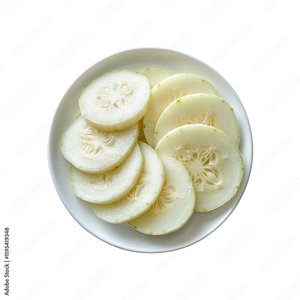 white plate containing white gourd slice png white plate containing white gourd slice png