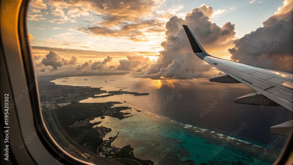 Fototapeta premium travel moment from plane window showcasing the beauty of nature during flight