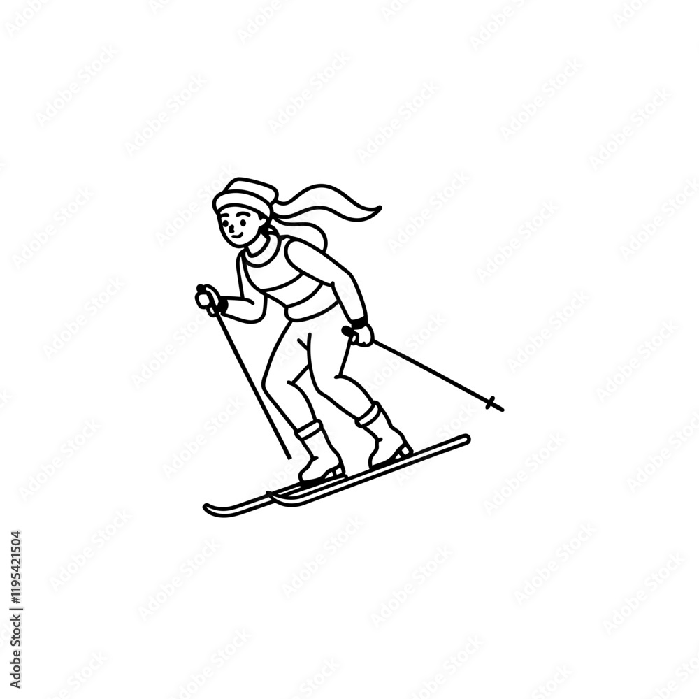 Obraz premium women skiing icon on transparent background 