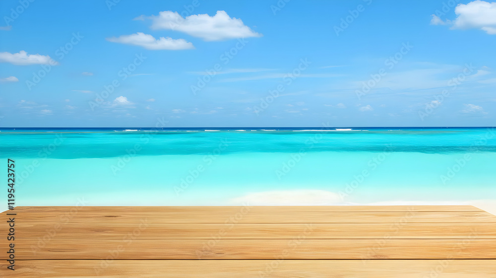 Ocean View Wooden Deck Illustration Ocean View Wooden Deck Illustration