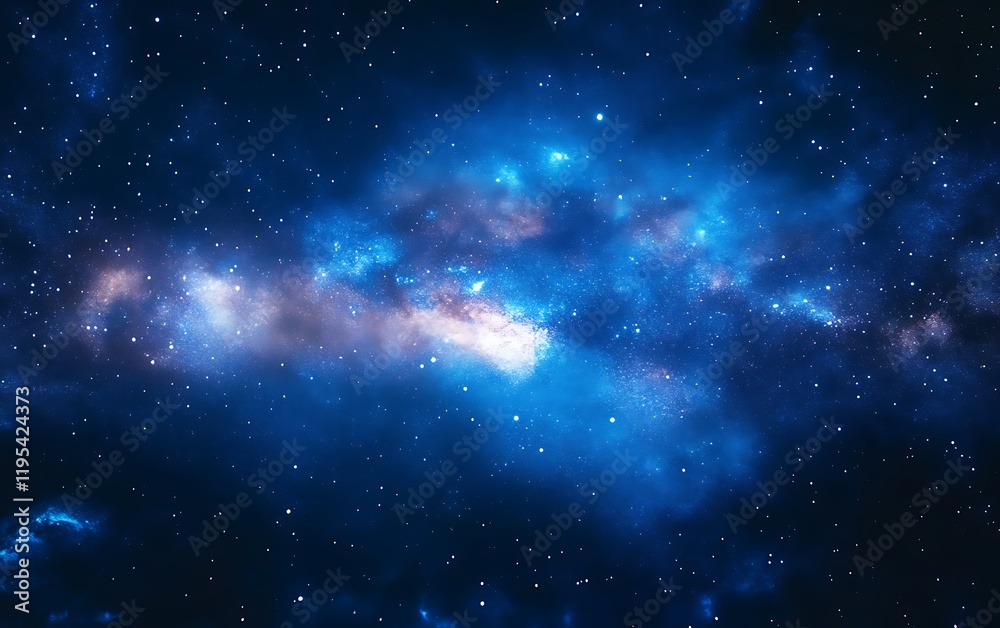 Cosmic nebula with blue and white hues, scattered stars. Cosmic nebula with blue and white hues, scattered stars.