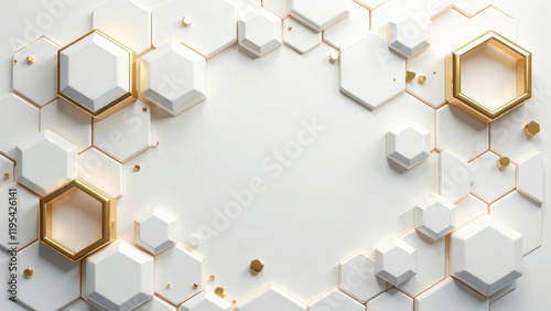 Wallpaper Mural Abstract white background with white and gold hexagons Torontodigital.ca