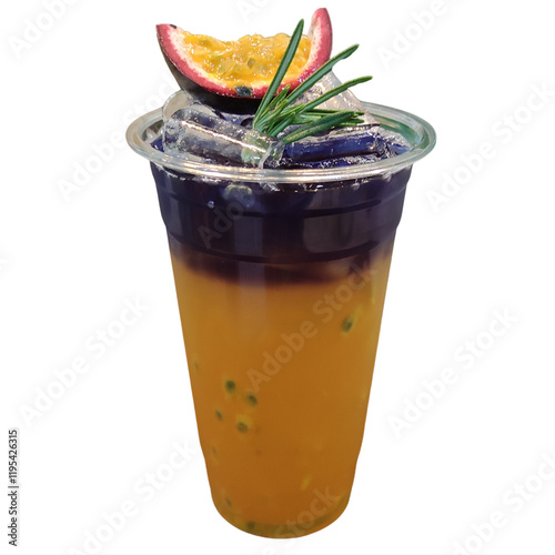 Passion Fruit Tea with Butterfly Pea ชาเสาวรสอัญชัญ 22ออนซ์ photo