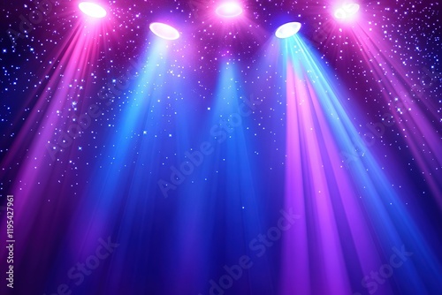 Vibrant Stage Lighting Design with Purple and Blue Beams