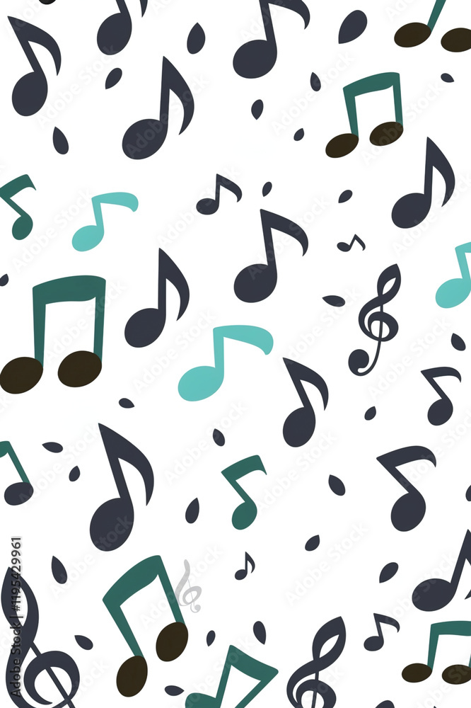 Silhouettes of music notes on sheet, composing app, karaoke, white background Silhouettes of music notes on sheet, composing app, karaoke, white background