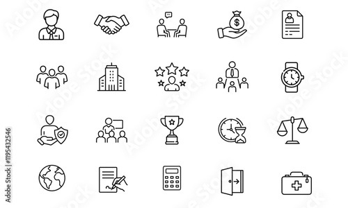 Human Resources and Employee Management Icons Set, transparent background