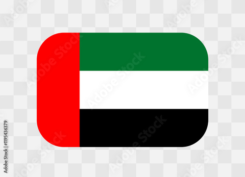 United Arab Emirates flag - rounded rectangle colorful flag representing a country cultural identity and heritage. The essence of national pride and unity. Vector flag on transparent background.