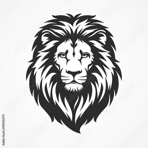 Majestic lion face icon logo vector illustration, drawn with thick lines and elegant simplicity. Great for luxury brand logos, team emblems, classic tattoos, fashion labels, and digital artwork.