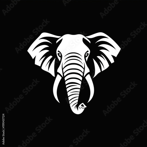 Elephant head icon logo vector illustration, minimalistic black and white design, clean lines, perfect for modern logos and professional branding.