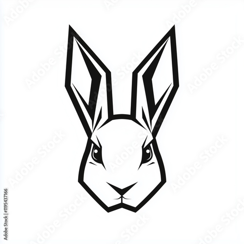 Minimalist black rabbit head icon logo vector illustration, featuring thick, clean strokes on a white background. A modern and versatile emblem, ideal for branding, stickers, and simple graphic design
