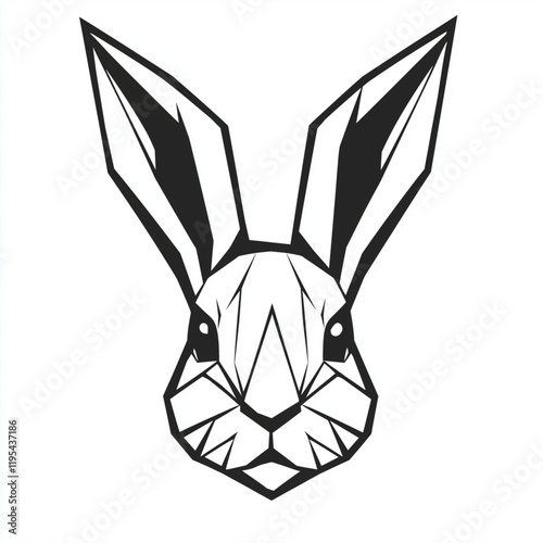 Stylized black rabbit head icon logo vector illustration, designed with thick, clean lines on a solid white background. A bold and modern emblem, perfect for branding, tattoos, and minimalist graphic 