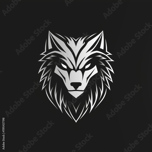 Minimalistic white lion head icon logo vector illustration with precise lines, standing out on a solid black background, perfect for strong brand logos.