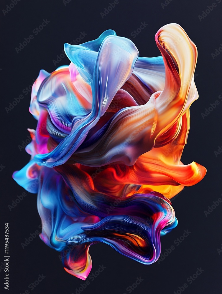 Abstract swirling vibrant colors dance dynamically against dark background. AI Generated Abstract swirling vibrant colors dance dynamically against dark background. AI Generated