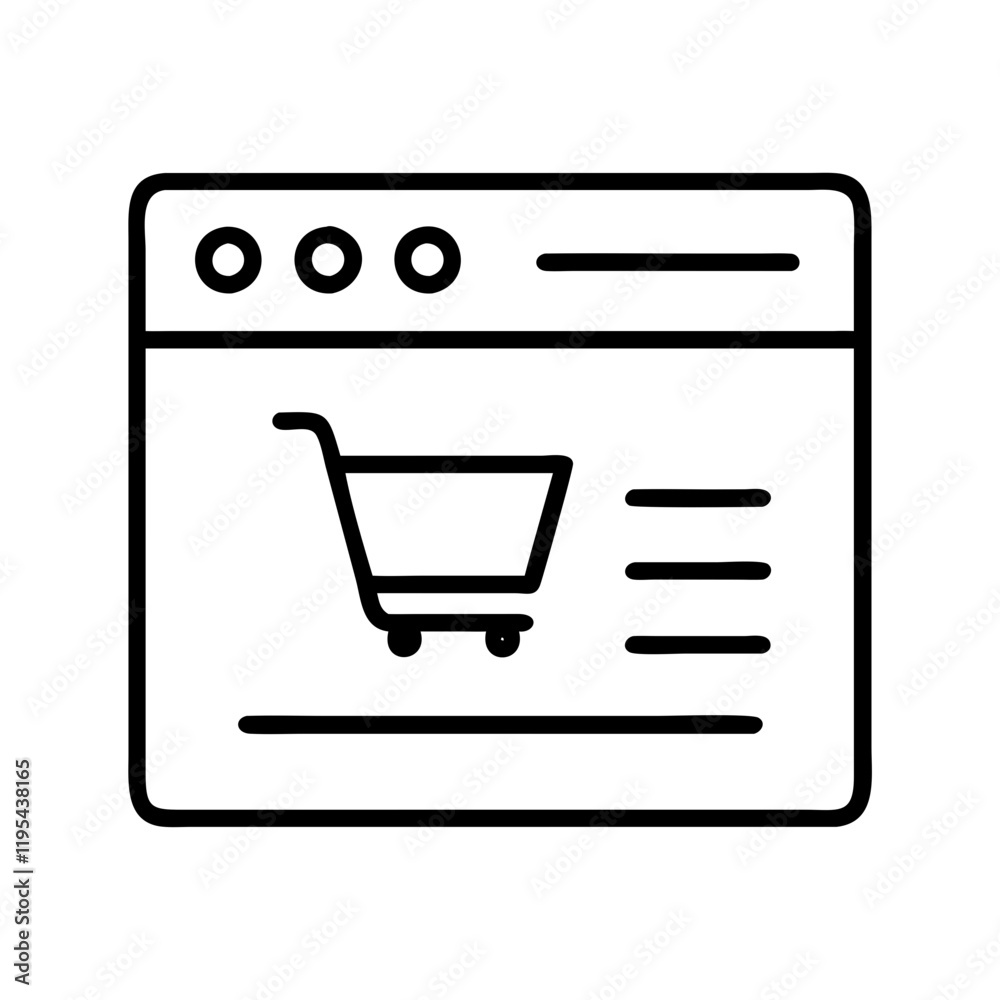 e commerce website icon, e commerce website line art - simple line art of e commerce website, perfect for e commerce website logos and icons and themed design 