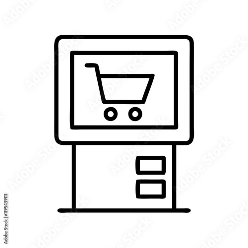 self checkout kiosk icon, self checkout kiosk line art - simple line art of self checkout kiosk, perfect for self checkout kiosk logos and icons and themed design 