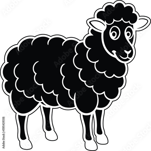 Cute Sheep vector illustration, Cute Sheep silhouette vector, Cute Sheep line art vector design photo