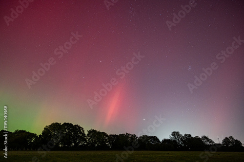 Newton's Rings captured looking up for the northern lights, aurora borealis, from Stansted, Essex, UK. The lights were unusally far south due to strong solar geomagnetic storm 10 October 2024 photo