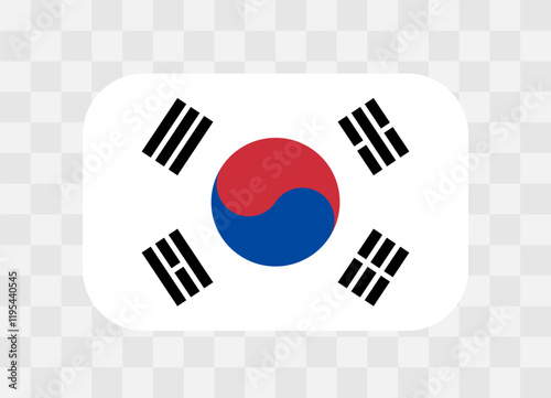 South Korea flag - rounded rectangle colorful flag representing a country cultural identity and heritage. The essence of national pride and unity. Vector flag on transparent background.