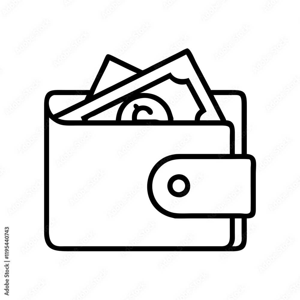 wallet with cash icon, wallet with cash line art - simple line art of wallet with cash, perfect for wallet with cash logos and icons and themed design wallet with cash icon, wallet with cash line art - simple line art of wallet with cash, perfect for wallet with cash logos and icons and themed design