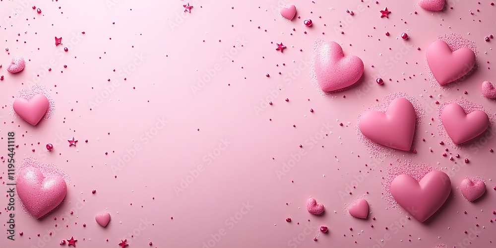 A soft pink backdrop with hearts and stars, ideal for baby showers, romantic events, or women's day celebrations. A soft pink backdrop with hearts and stars, ideal for baby showers, romantic events, or women's day celebrations.
