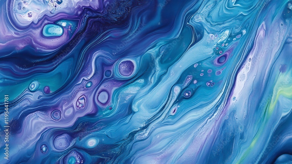 Fluid acrylic swirls paint vibrant blue purple abstract art. AI Generated Fluid acrylic swirls paint vibrant blue purple abstract art. AI Generated