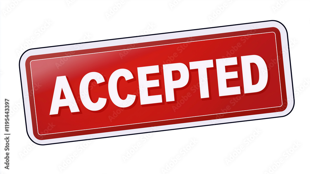 Accepted word. Accepted concept. Red label with Accepted word. Accepted concept. Red label with