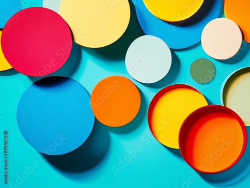 Vibrant colored circles playfully overlap creating a joyful summery mood. AI Generated