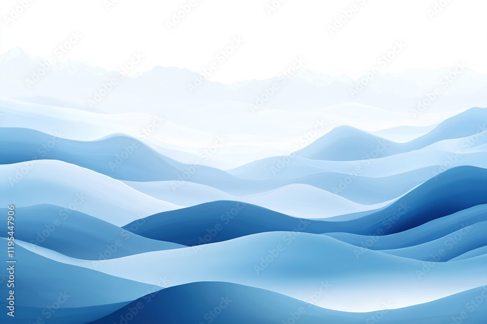 Fototapeta premium A background of blue and white sand dunes, with waves in the shape of mountains