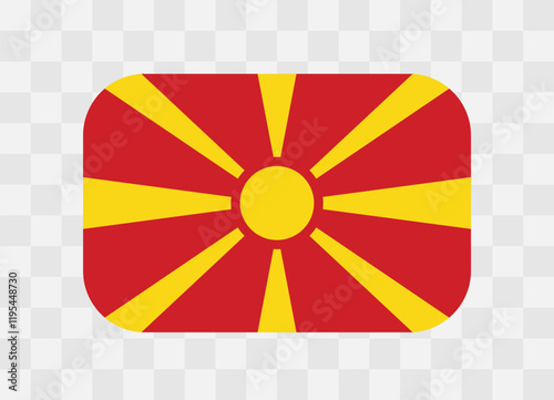 North Macedonia flag - rounded rectangle colorful flag representing a country cultural identity and heritage. The essence of national pride and unity. Vector flag on transparent background.