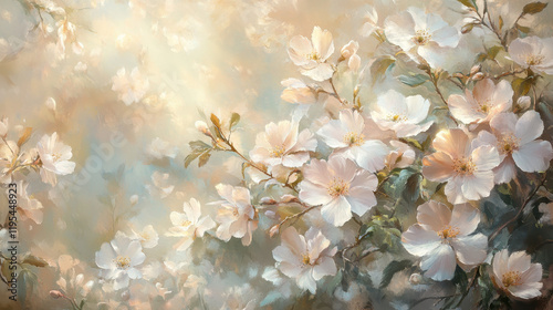 Floral Realistic Art in Misty Fog