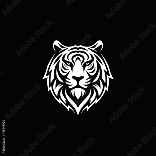 a tiger head logo that is scary, authoritative and charismatic