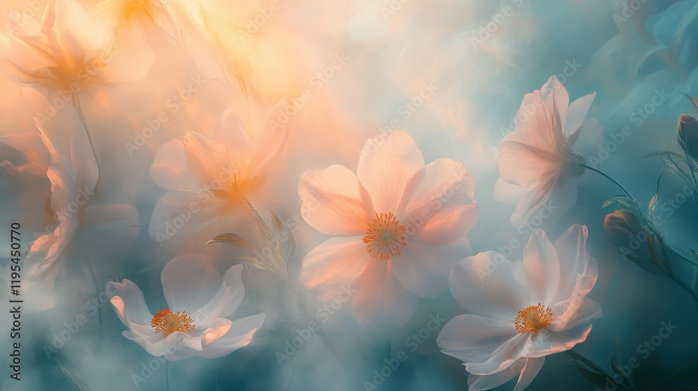 Fototapeta premium Floral Realistic Art in Misty Fog