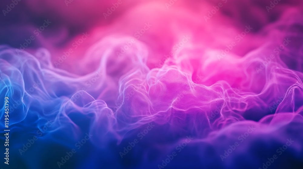 Fototapeta premium Abstract swirling pink blue smoke glows softly. AI Generated