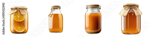 Fermentation jar – A jar used for fermenting kombucha, often made of glass or ceramic. Isolated on Clear White Background Highly Detailed