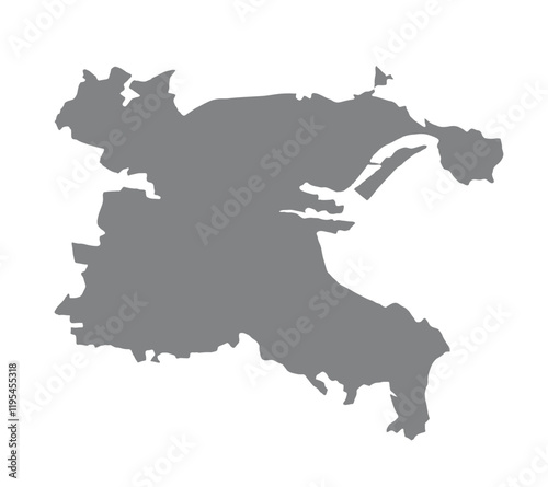 Canvas Print Simple silhouette map of Dublin, capital of Ireland.