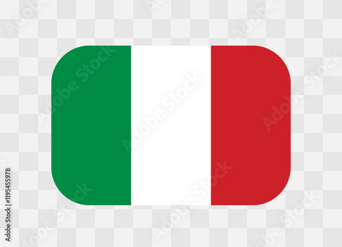Italy flag - rounded rectangle colorful flag representing a country cultural identity and heritage. The essence of national pride and unity. Vector flag on transparent background.