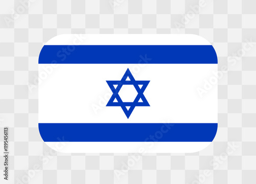 Israel flag - rounded rectangle colorful flag representing a country cultural identity and heritage. The essence of national pride and unity. Vector flag on transparent background.