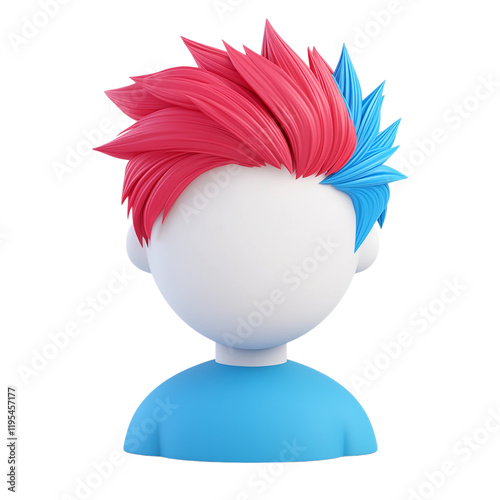 3D Render of a Colorful Avatar with Pink and Blue Hair photo