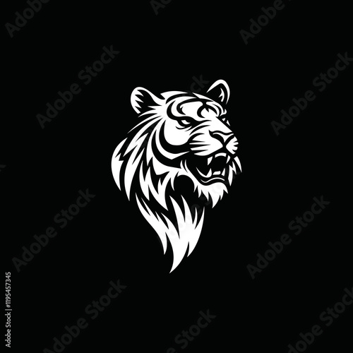 a tiger head logo that is scary, authoritative and charismatic