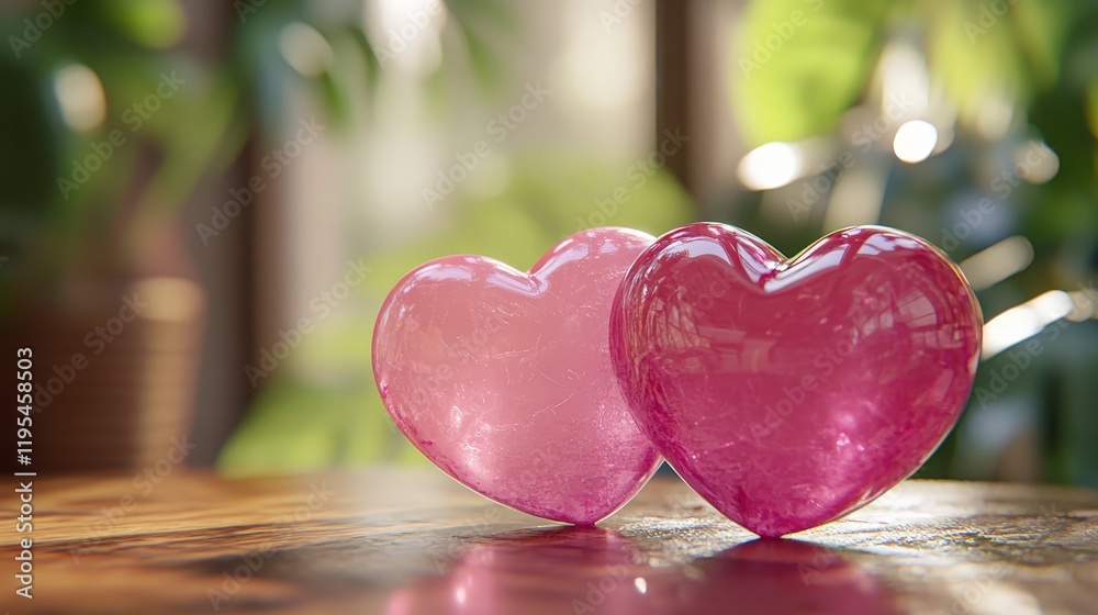 Two red wooden hearts on a rustic white background, symbolizing love and togetherness. Two red wooden hearts on a rustic white background, symbolizing love and togetherness.