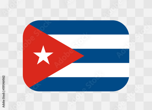 Cuba flag - rounded rectangle colorful flag representing a country cultural identity and heritage. The essence of national pride and unity. Vector flag on transparent background.